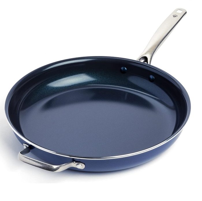 Family Jumbo Blue Diamond 14" Nonstick Frying Pan Skillet -Blue