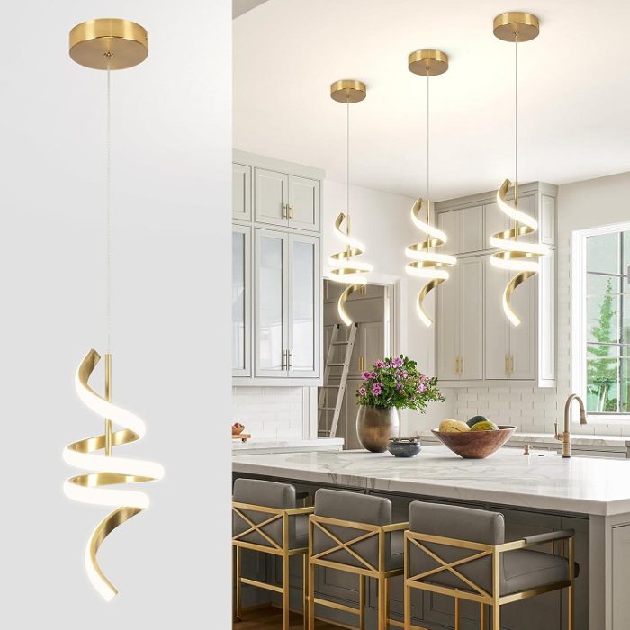 Spiral Modern 15" LED Pendant Light Fixture 4000K in Gold