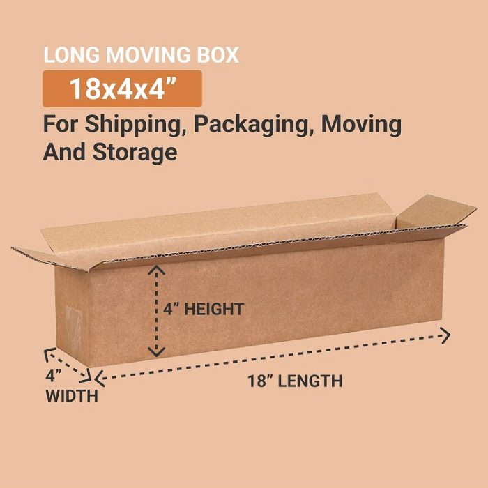 Pack of 25 AVIDITI 18 x 4 x 4 Long Corrugated Cardboard Shipping Moving Boxes