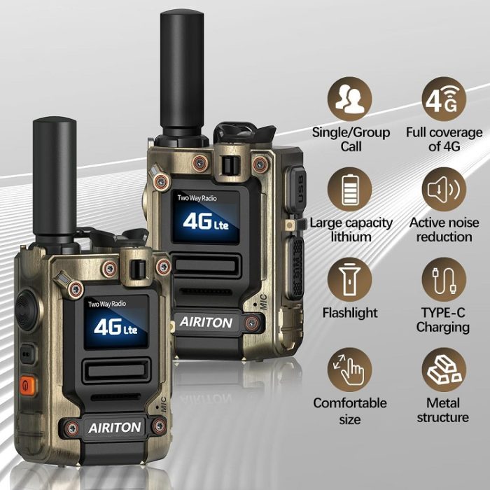Walkie Talkies Airiton Radios Unlimited Range Nationwide 4G Handheld POC 2Way Radio AI-G7