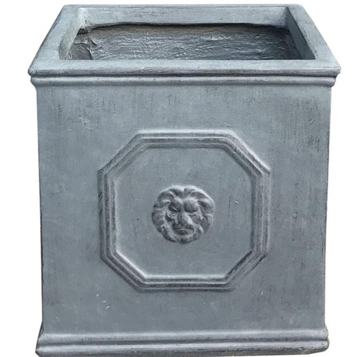 12.6"x12.6"x12.6" Kante Square Lion Head Concrete Planter - Gravel Gray