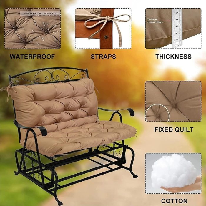 Waterproof Bench Cushion 2-3 Seater Washable Bench - Light Brown