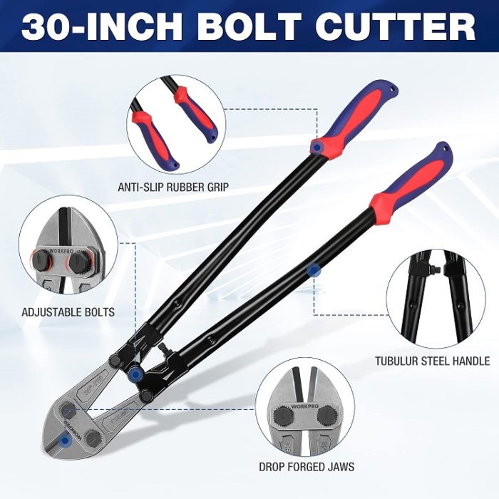 WORKPRO 30" Bolt Cutter Bi-Material Handle with Soft Rubber Grip