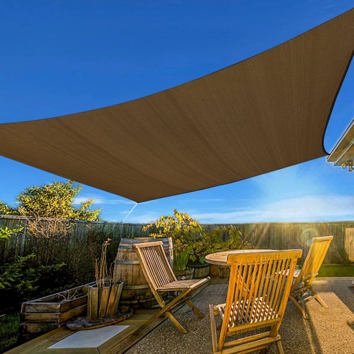 Artpuch Sun Shade Sail, 10'X20' Mocha Rectangle - Mocha