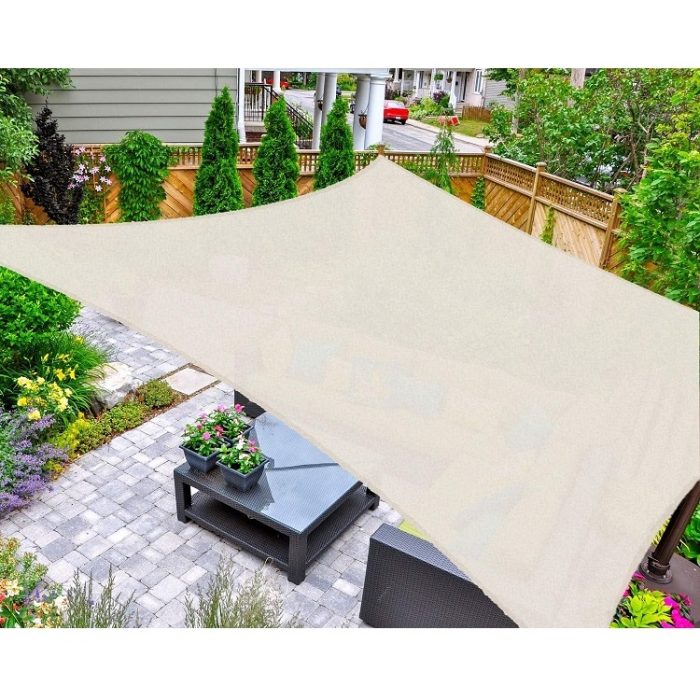 AsterOutdoor Sun Shade Sail Rectangle 16' x 20' UV Block Canopy - Cream