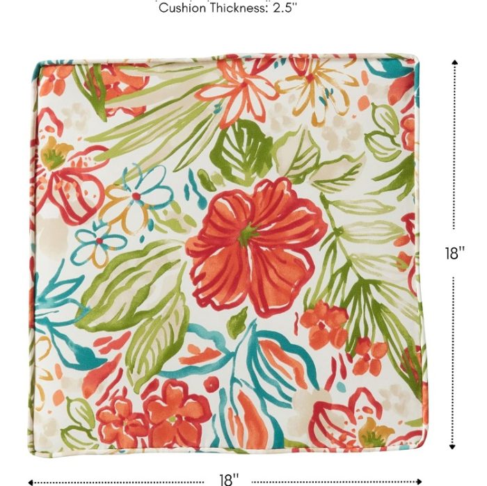 Greendale Home Fashions Outdoor 18-inch Square Seat Cushion  - Garden Floral