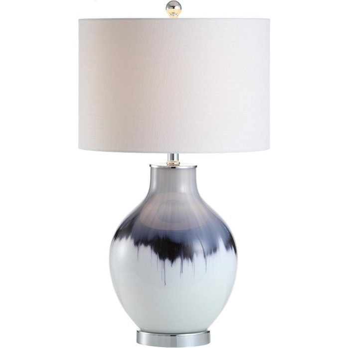 27" Glass/Metal LED Table Lamp Glam Transitional Bohemian - Blue/White