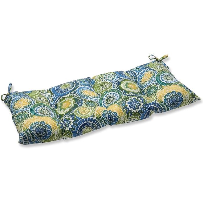 Pillow Perfect Patio Indoor/Outdoor Omnia Lagoon Swing/Bench Cushion - Blue Patterned