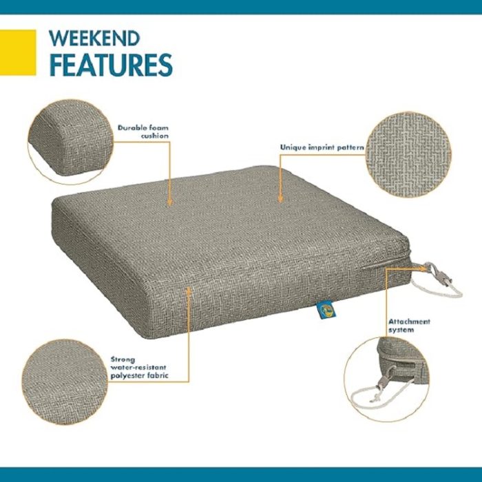 Duck Covers Weekend Water-Resistant Outdoor Patio Dining Seat Cushion - Grey Patterned