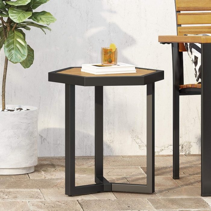 Christopher Knight Home END Table Black Metal + Teak