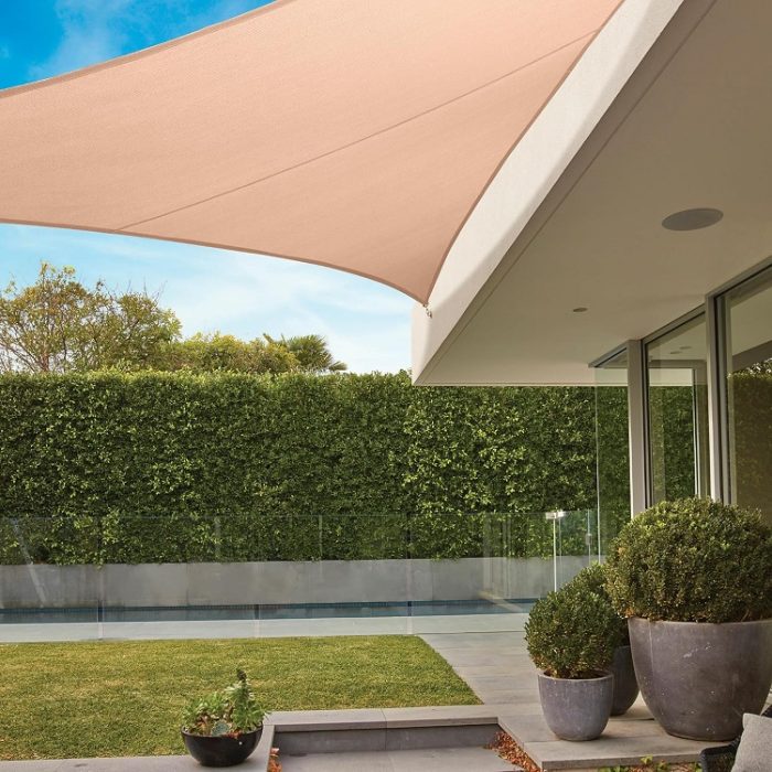 Coolaroo Premium Shade Sail Kit - 95% UV Block 16ft 5in. Triangle - Beech