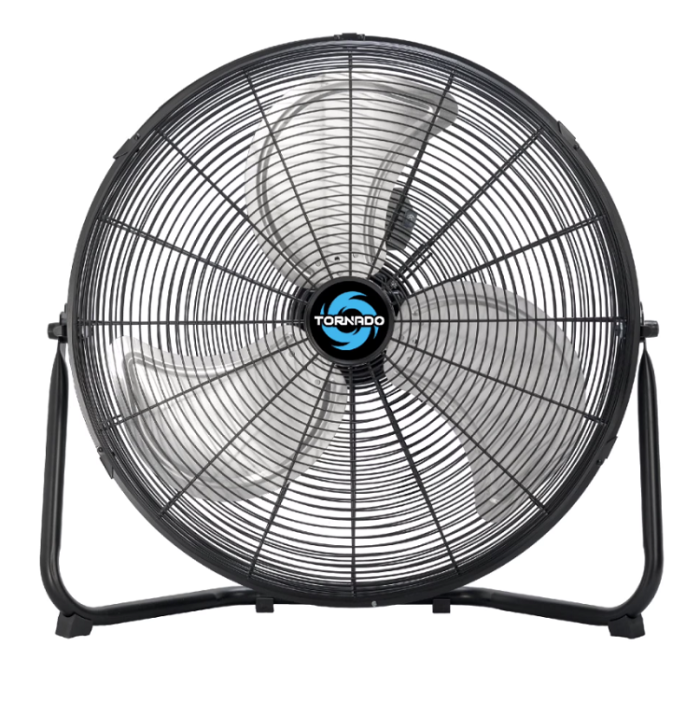 Tornado 20 Inch High Velocity 3-Speed Powerful Cooling Metal Floor Fan - Black