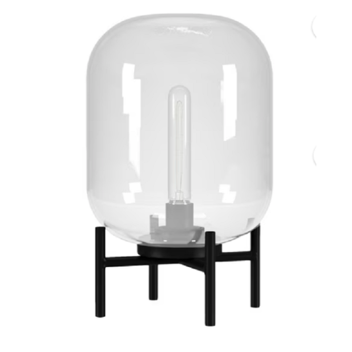 Evelyn&Zoe Edison 15.38" Tall Table Lamp with Glass Shade - Blackened Bronze/Clear
