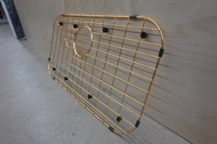 14" x 26" KIKIBRO Kitchen Universal Double Bowl Sink Bottom Grid - Golden Stainless Steel - Image 4