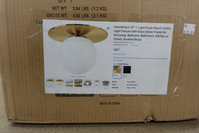 Henn&Hart 12'' 1-Light Flush Mount Ceiling Light Fixture with Glass Globe - Image 2