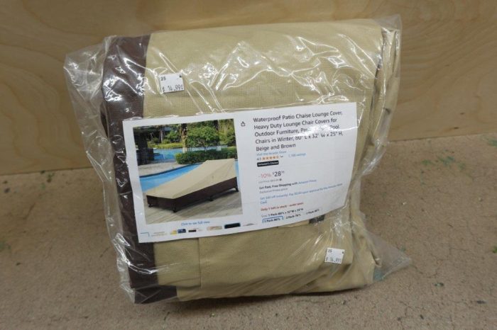 Waterproof Outside Lounge Chair Cover 80" L x 32" W x 25" H - Beige and Brown - Image 3