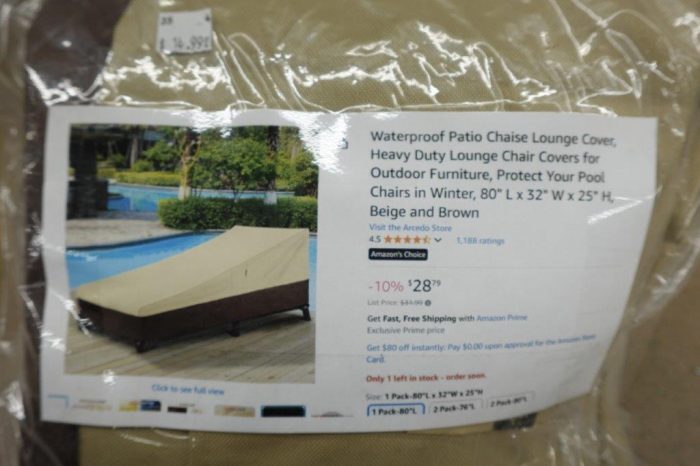 Waterproof Outside Lounge Chair Cover 80" L x 32" W x 25" H - Beige and Brown - Image 2