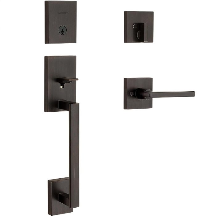 Kwikset San Clemente Front Door Lock Handle and Deadbolt Set in Venetian Bronze
