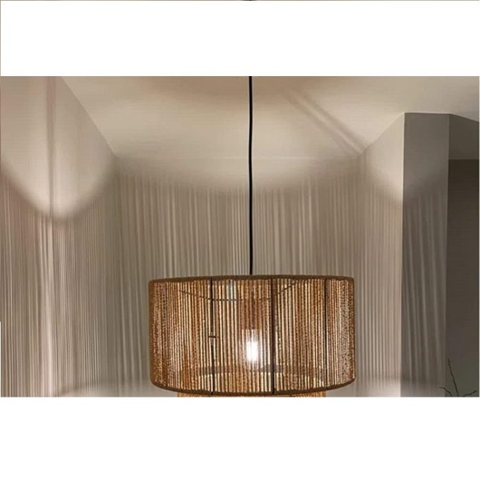 Large Farmhouse Chandelier with Natural Paper Rope Hanging Pendant Light - Image 2