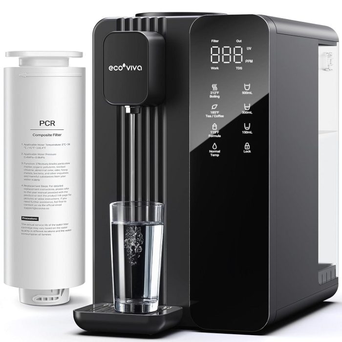 Ecoviva Mate 4 Countertop Reverse Osmosis Water Filter System with UV
