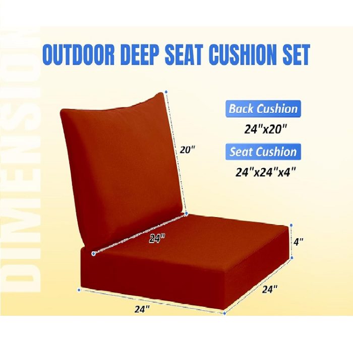2 set Basic Beyond Deep Seat Patio Cushions In Brick Red