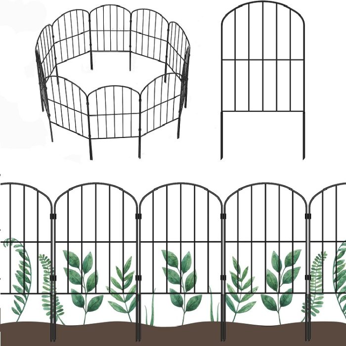 OUSHENG Decorative Garden Fence 10 Panels Rustproof Metal 10ft (L) x 24in (H)