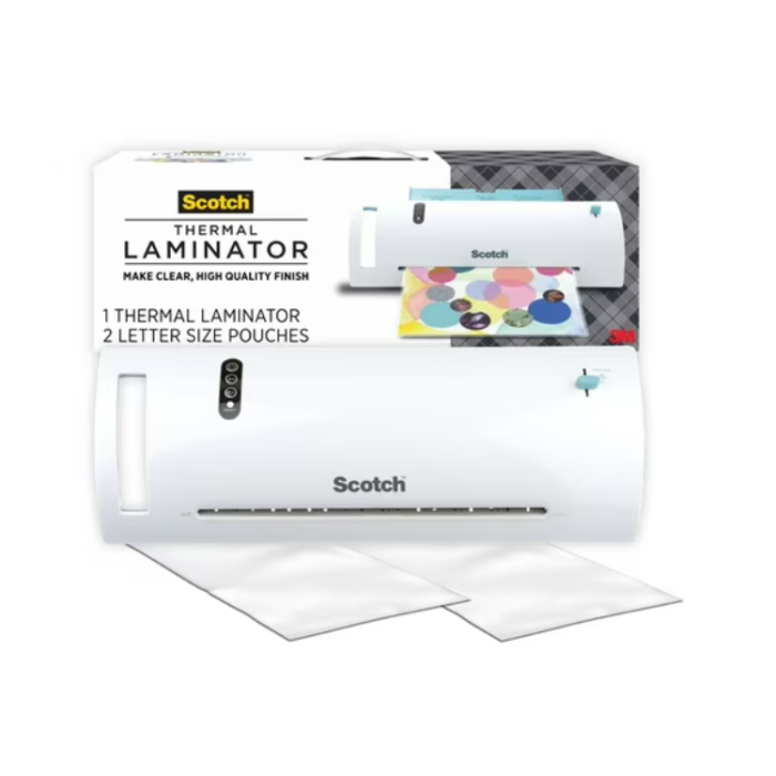 Scotch Craft Thermal Laminator (9" width) with 2 Letter‑Size Pouches