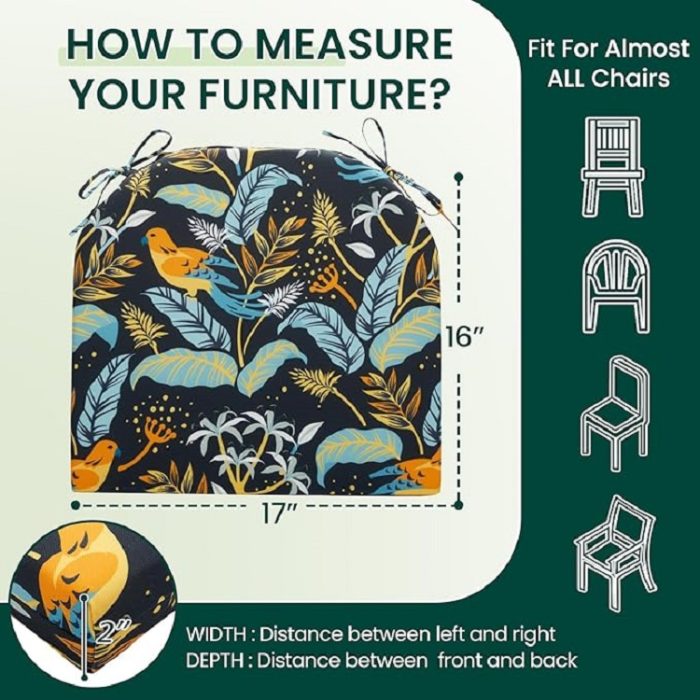 HARBOREST Outdoor Patio Chair Cushions 17"x16"x2" in Philomel