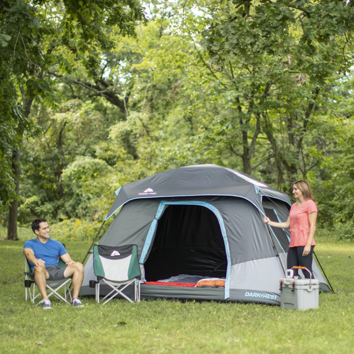 6-Person Dark Rest Dome Tent with Rainfly and Skylights