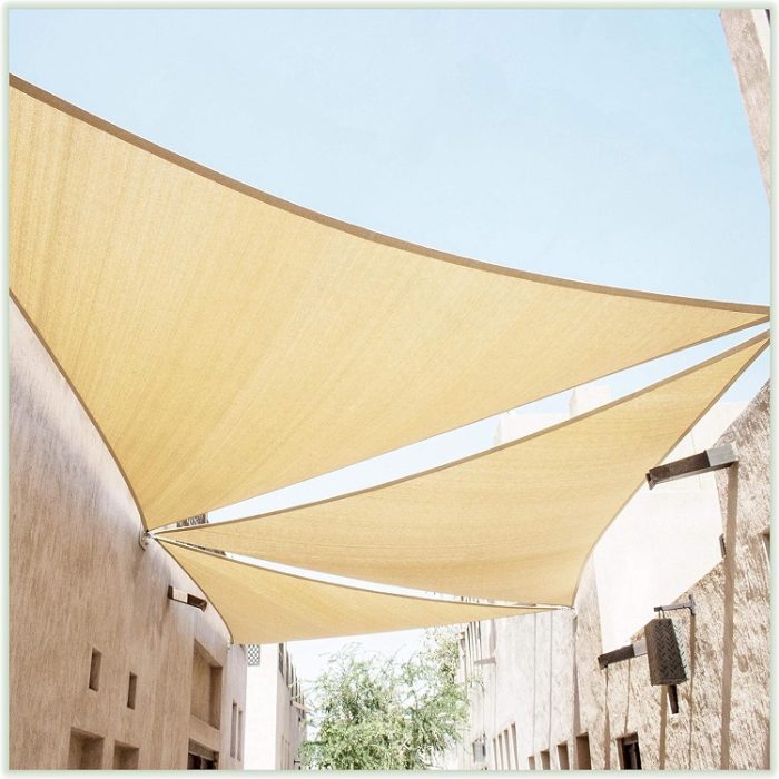 Colourtree 14' x 14' x 14' Beige Sun Shade Sail Triangle Canopy