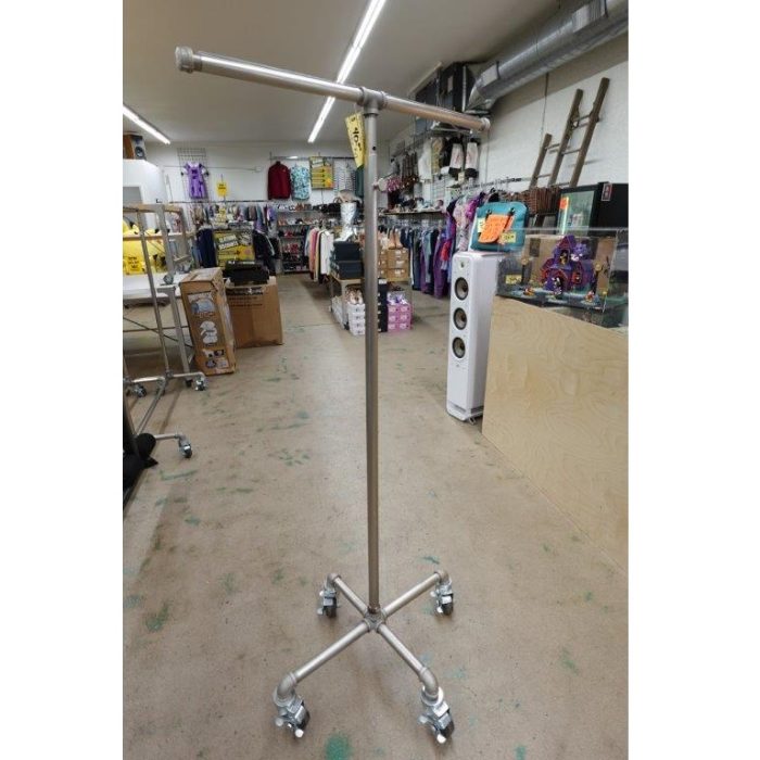 T Style Adjustable Height Industrial Heavy Duty Rolling Clothing Rack