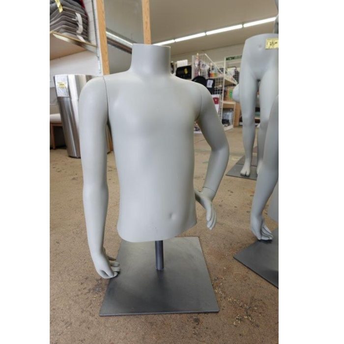 Young Adult Half Body Torso Mannequin in Gray for Retail Display