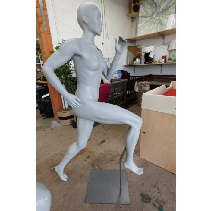 Running Pose Female Full Body Mannequin in Gray