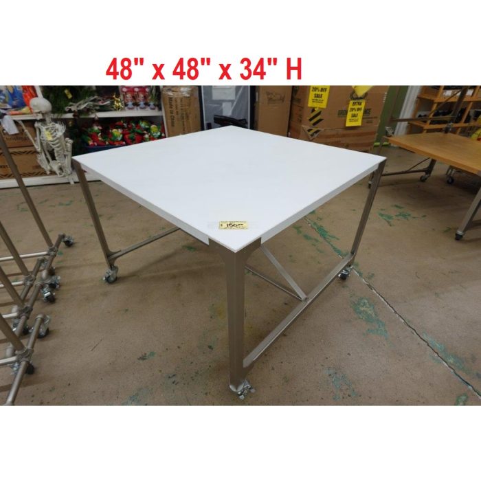 34" Tall White Industrial Heavy Duty Square Work Bench / Store Display Table