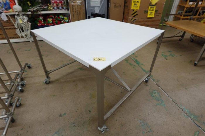 34" Tall White Industrial Heavy Duty Square Work Bench / Store Display Table - Image 2
