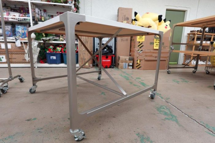 34" Tall White Industrial Heavy Duty Square Work Bench / Store Display Table - Image 3
