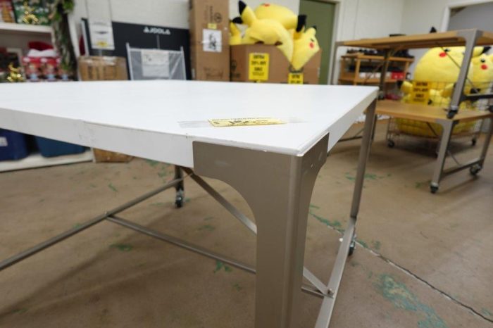 34" Tall White Industrial Heavy Duty Square Work Bench / Store Display Table - Image 6