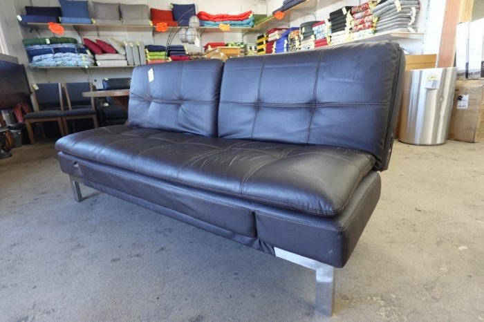 Folding Futon Sofa Bed (Black) - Image 4