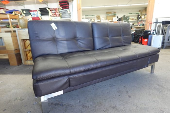 Folding Futon Sofa Bed (Black) - Image 5