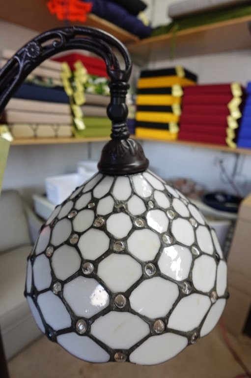 Tiffany Style 1 Light Reading Floor Lamp with Glass Shade - Image 5