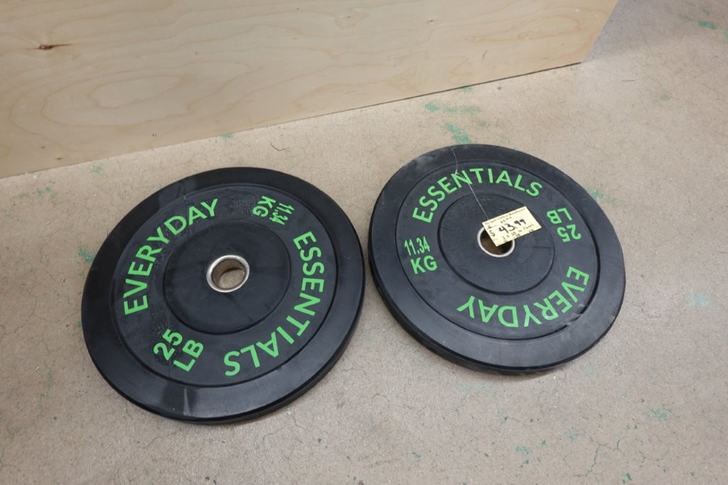 BalanceFrom Olympic Bumper Plate Weight Plate 25 lbs Pair in Black - Image 2