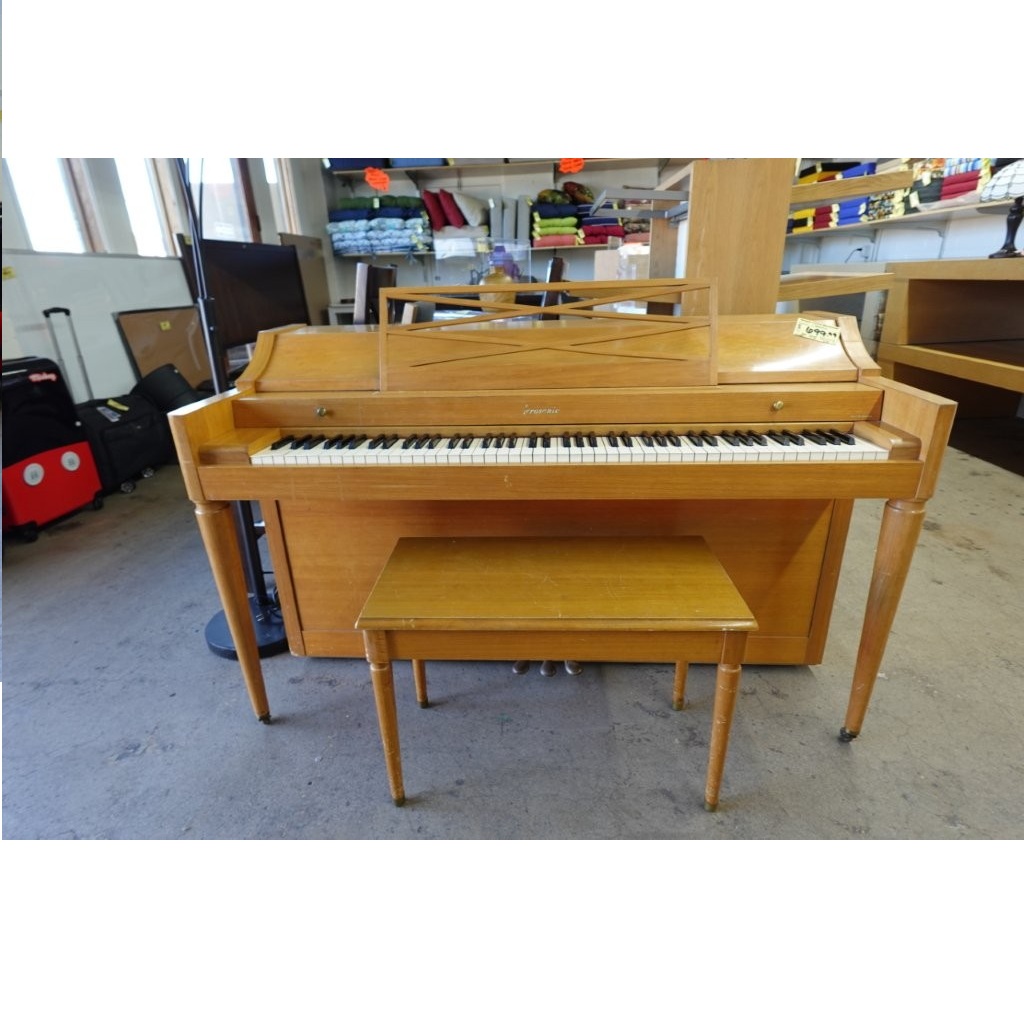 Blonde Baldwin Acrosonic Spinet Upright Piano with Matching Bench (Free Delivery)