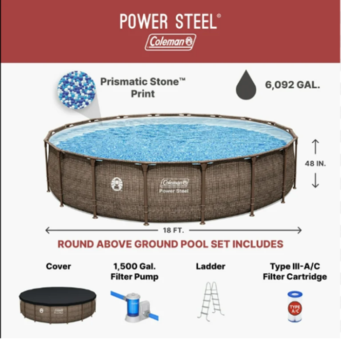 Coleman Power Steel 18ft x 48in Round Above-Ground Pool Set