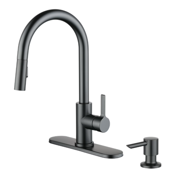 Better Homes & Gardens Pull-Down Kitchen Faucet with Soap Dispenser - Matte Black