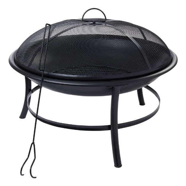 Mainstays 26" Round Iron Outdoor Wood Burning Fire Pit / Place in Black