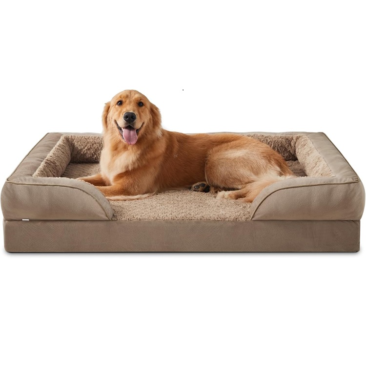 INVENHO XL Orthopedic Dog Bed with Washable Cover in Brown