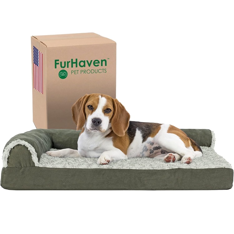 Furhaven Cooling Gel Dog Bed for Medium/Small Dogs in Dark Sage
