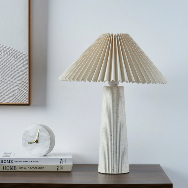 Home Decor Collection 18″ Ribbed Ceramic Table Lamp with Ivory Pleated Shade