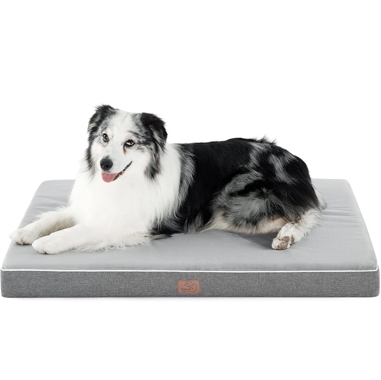 Bedsure Memory Foam Dog Crate Bed for Extra Large Dogs in Light Grey