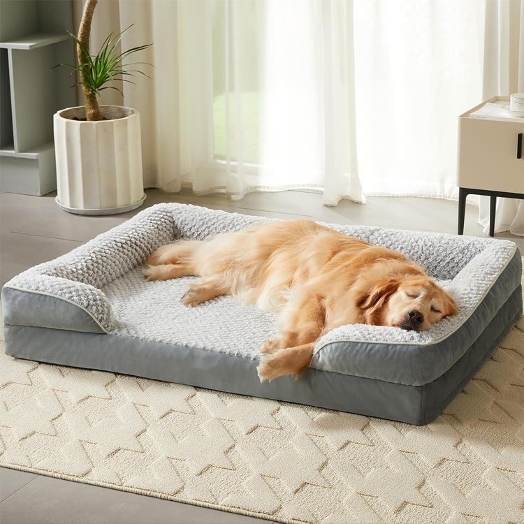 Orthopedic Dog Beds for Large Dogs Anti-Slip Bottom in Grey